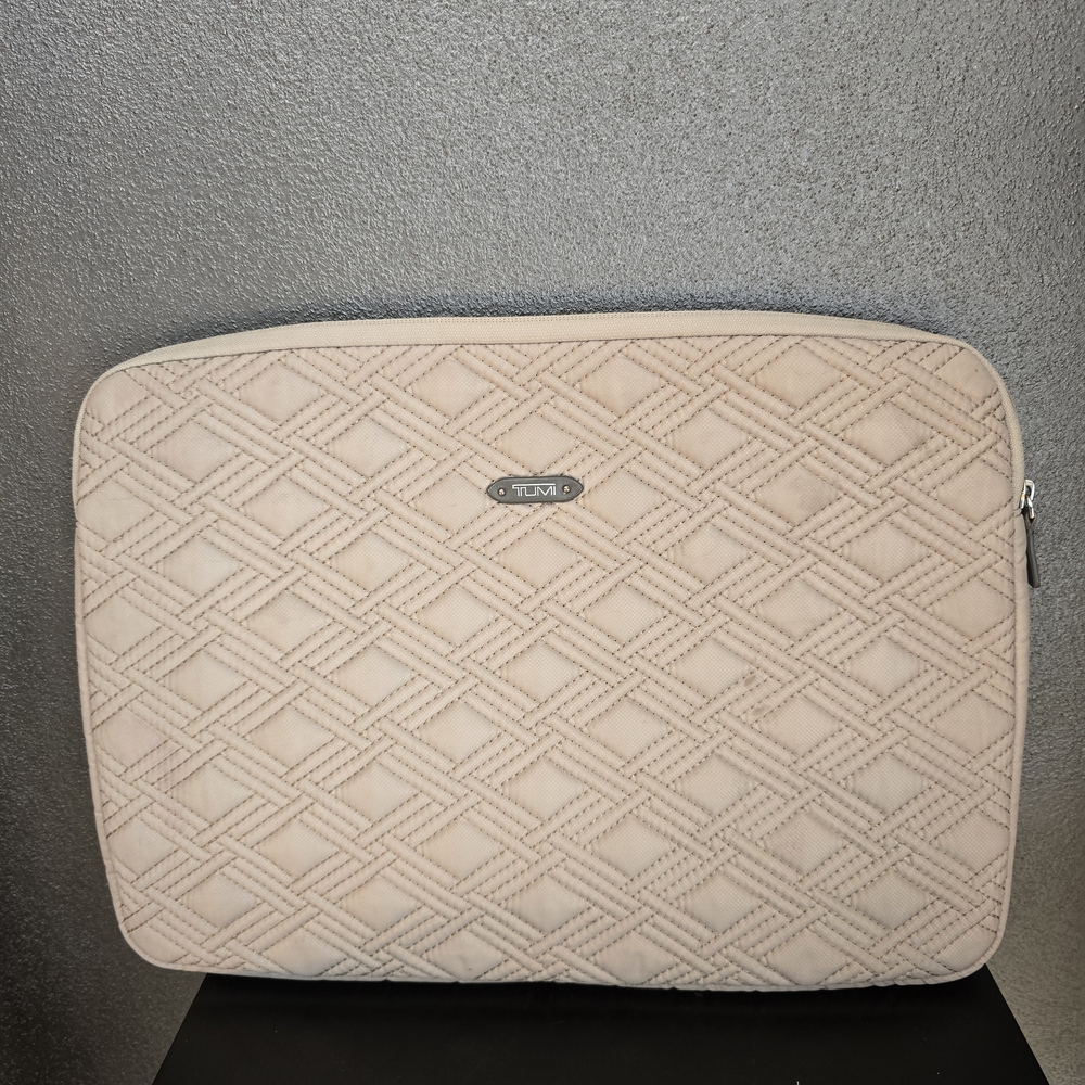 Tumi Quilted Laptop Sleeve in Light Beige